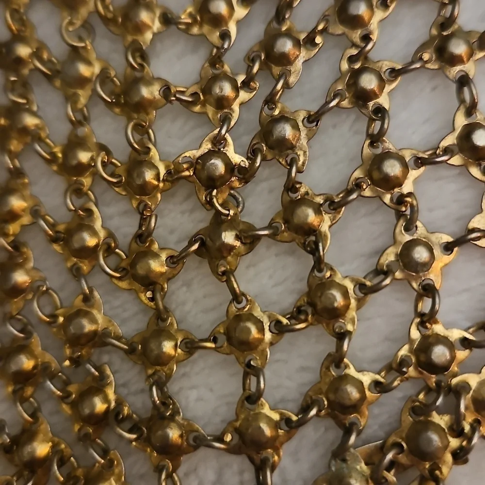 Antique Chainmaille V-Shape Fringe Bib Festival Necklace